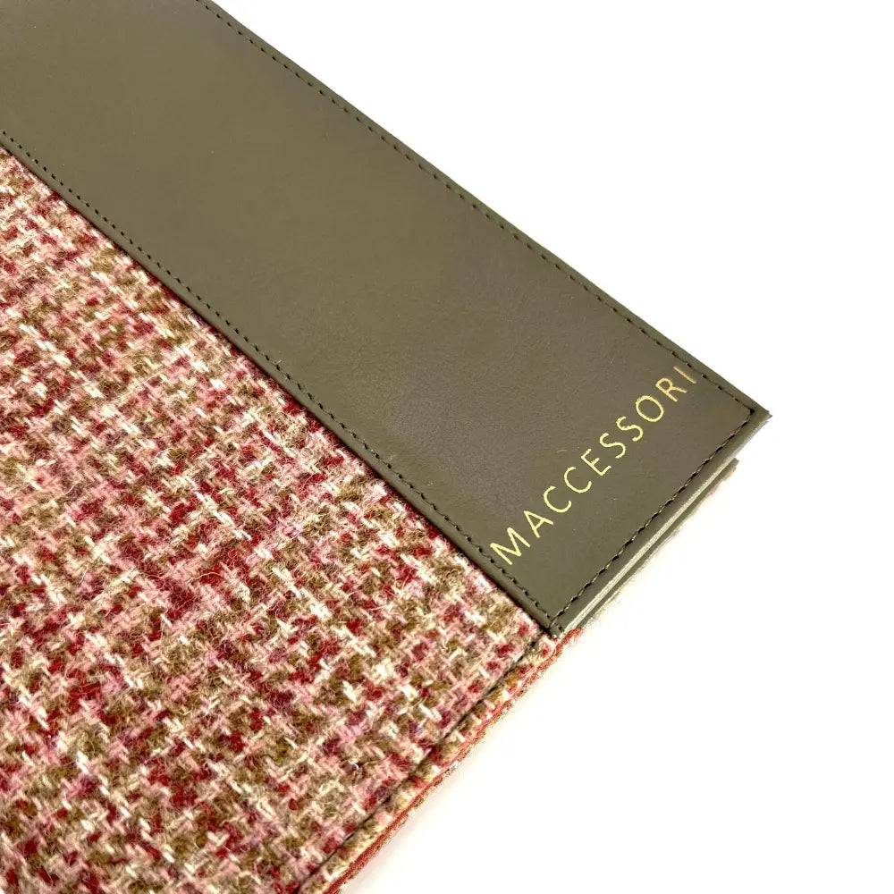 Harris Tweed notebook cover — stylish Scottish gift in a range of Harris Tweed colours — flat lay