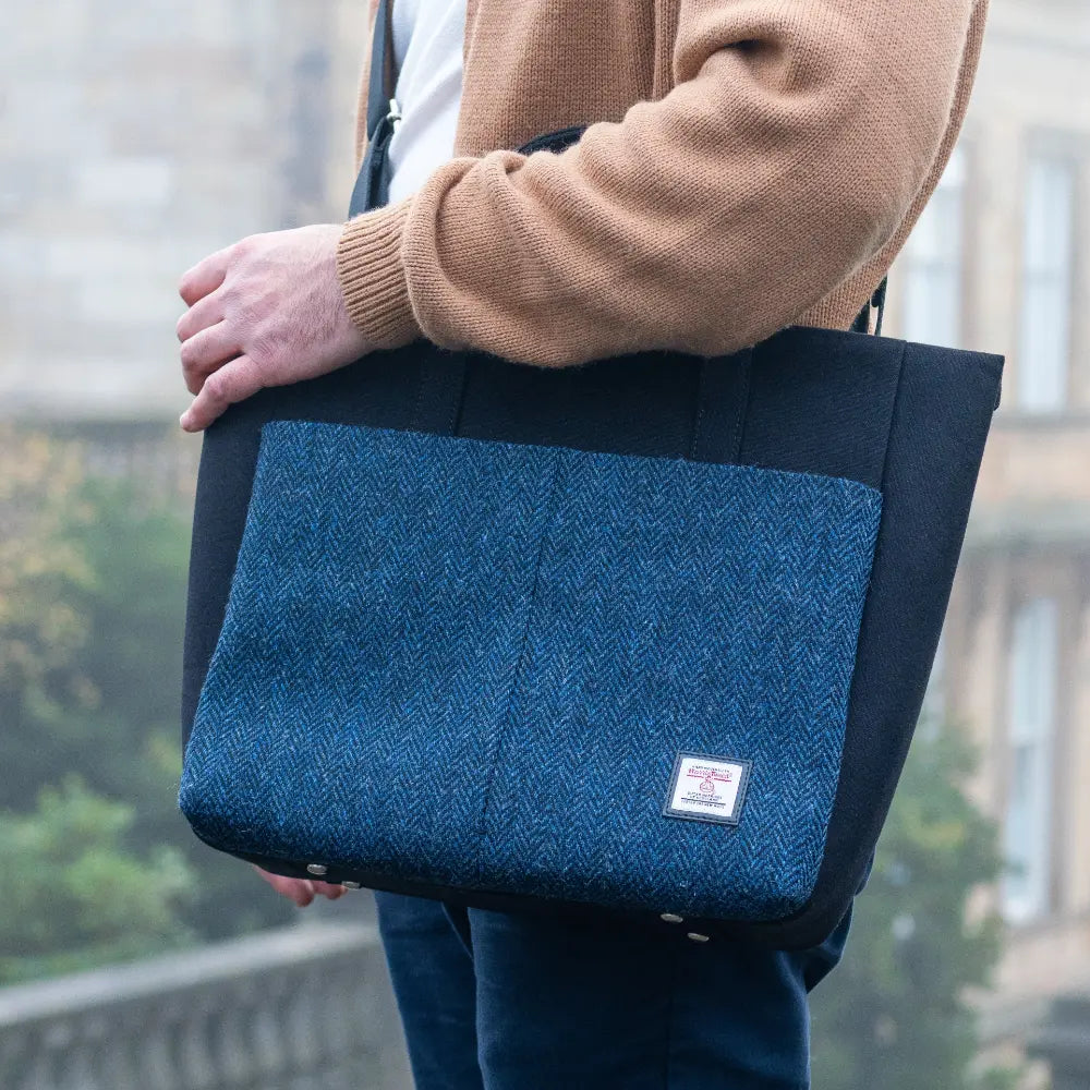 Harris Tweed travel messenger bag — practical Scottish gift in a range of Harris Tweed colours — product detail