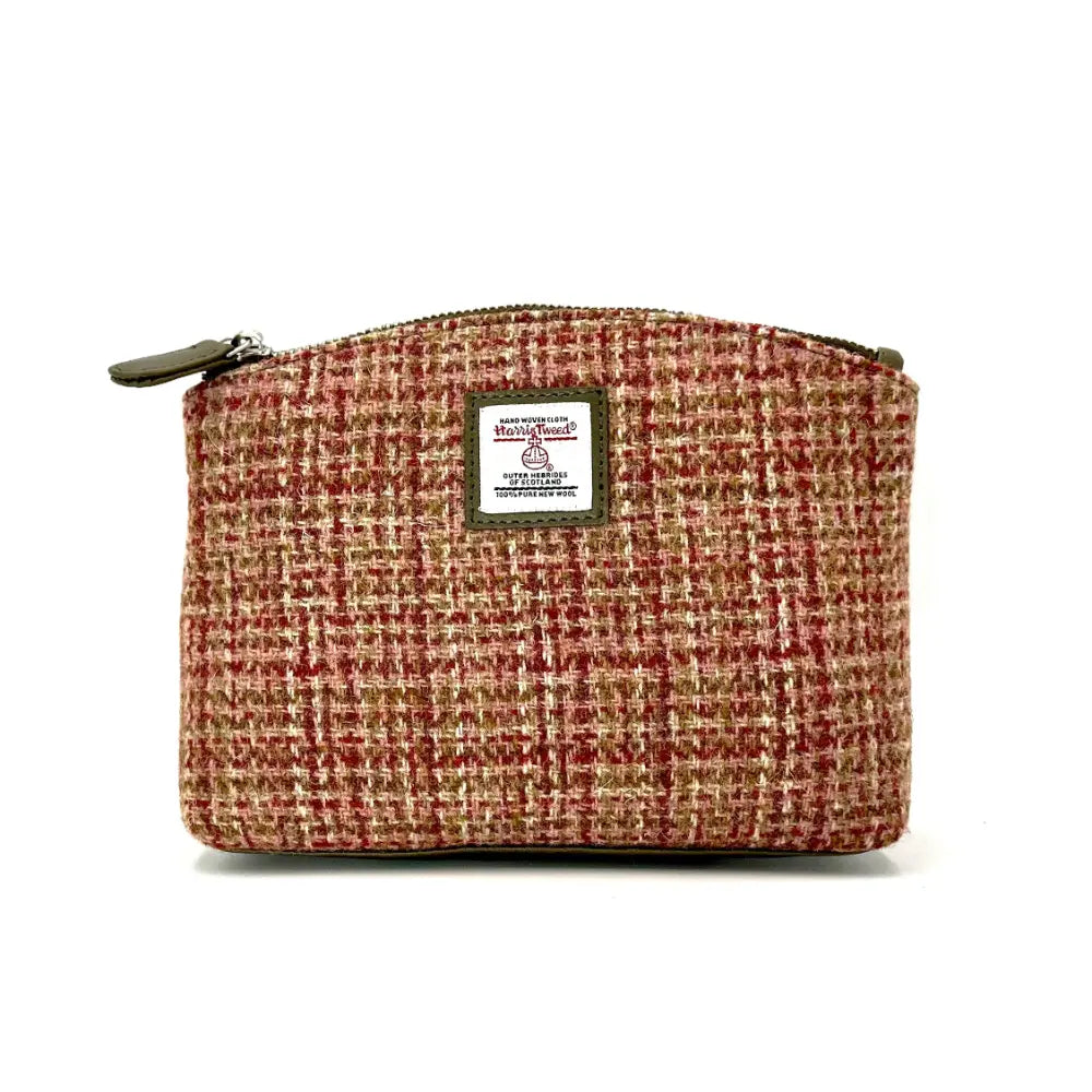Harris Tweed cosmetic bag — practical Scottish gift in a range of Harris Tweed colours — flat lay detail