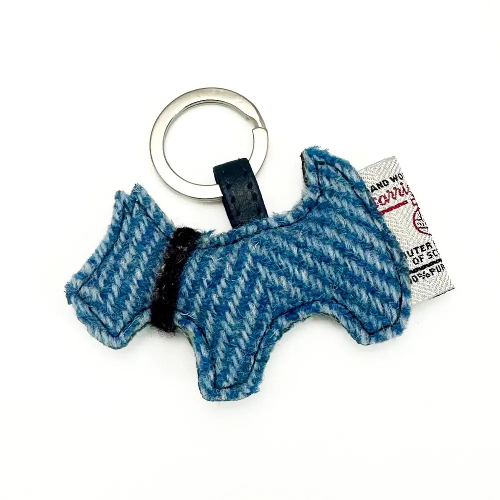 Harris Tweed Scotty dog keyring — unique Scottish gift in a range of Harris Tweed colours — in use