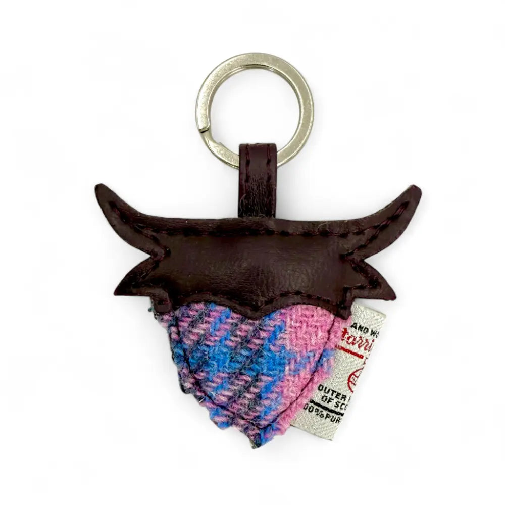Harris Tweed Highland Coo keyring — unique Scottish gift in a range of Harris Tweed colours — styled shot