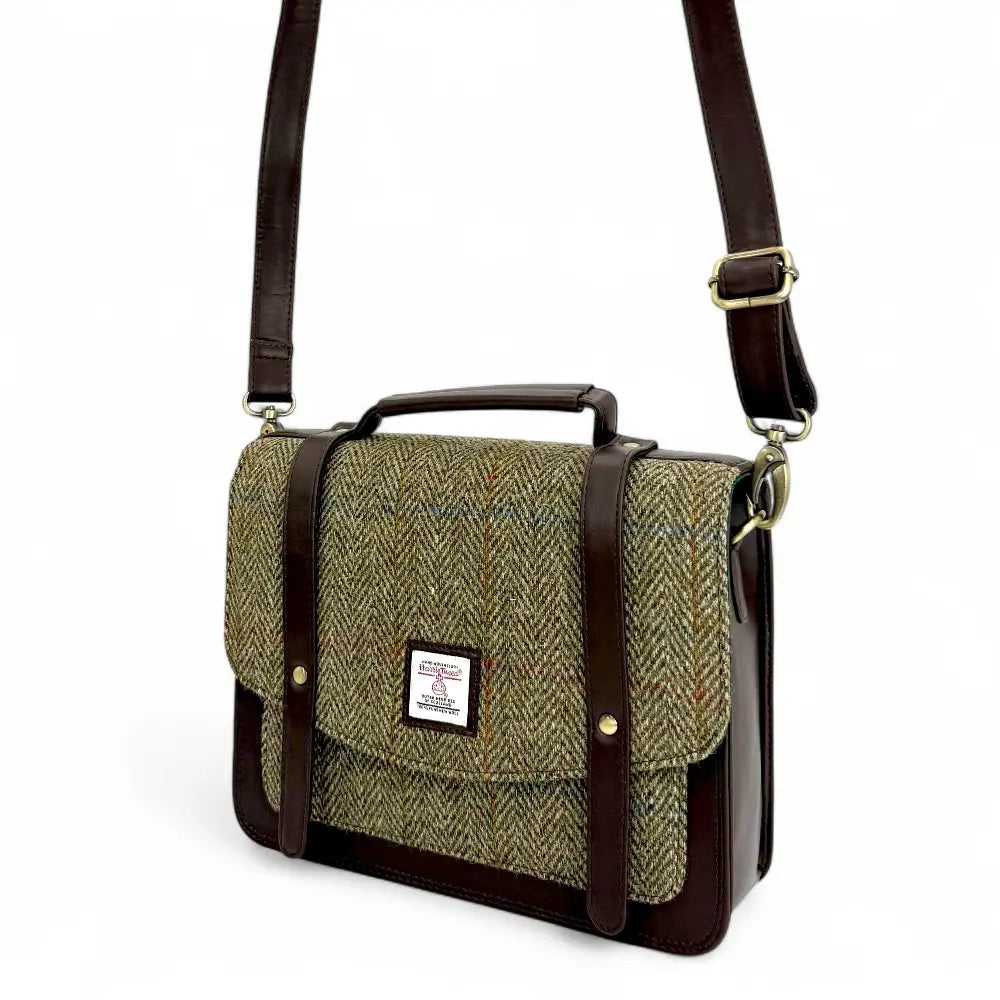 Harris Tweed ladies messenger bag — roomy Scottish gift in a range of Harris Tweed colours — colour close-up