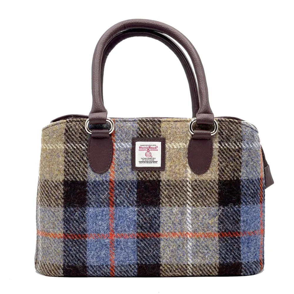 Harris Tweed top handle bag — timeless Scottish gift in a range of Harris Tweed colours — flat lay detail