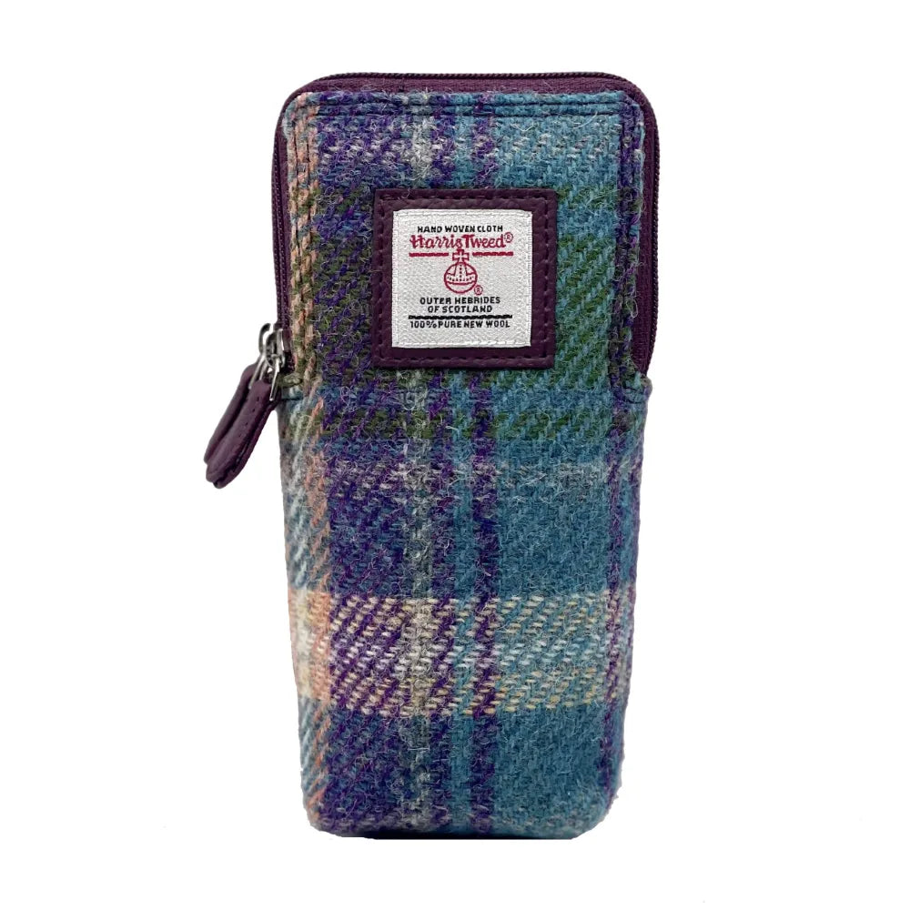 Harris Tweed double glasses case — unique Scottish gift in a range of Harris Tweed colours — in use