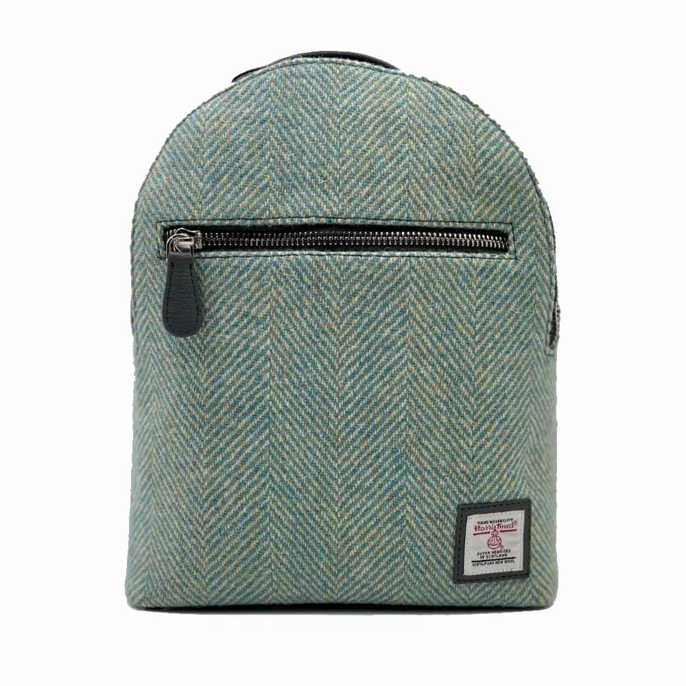Harris Tweed Baby backpack — roomy Scottish gift in a range of Harris Tweed colours — styled shot