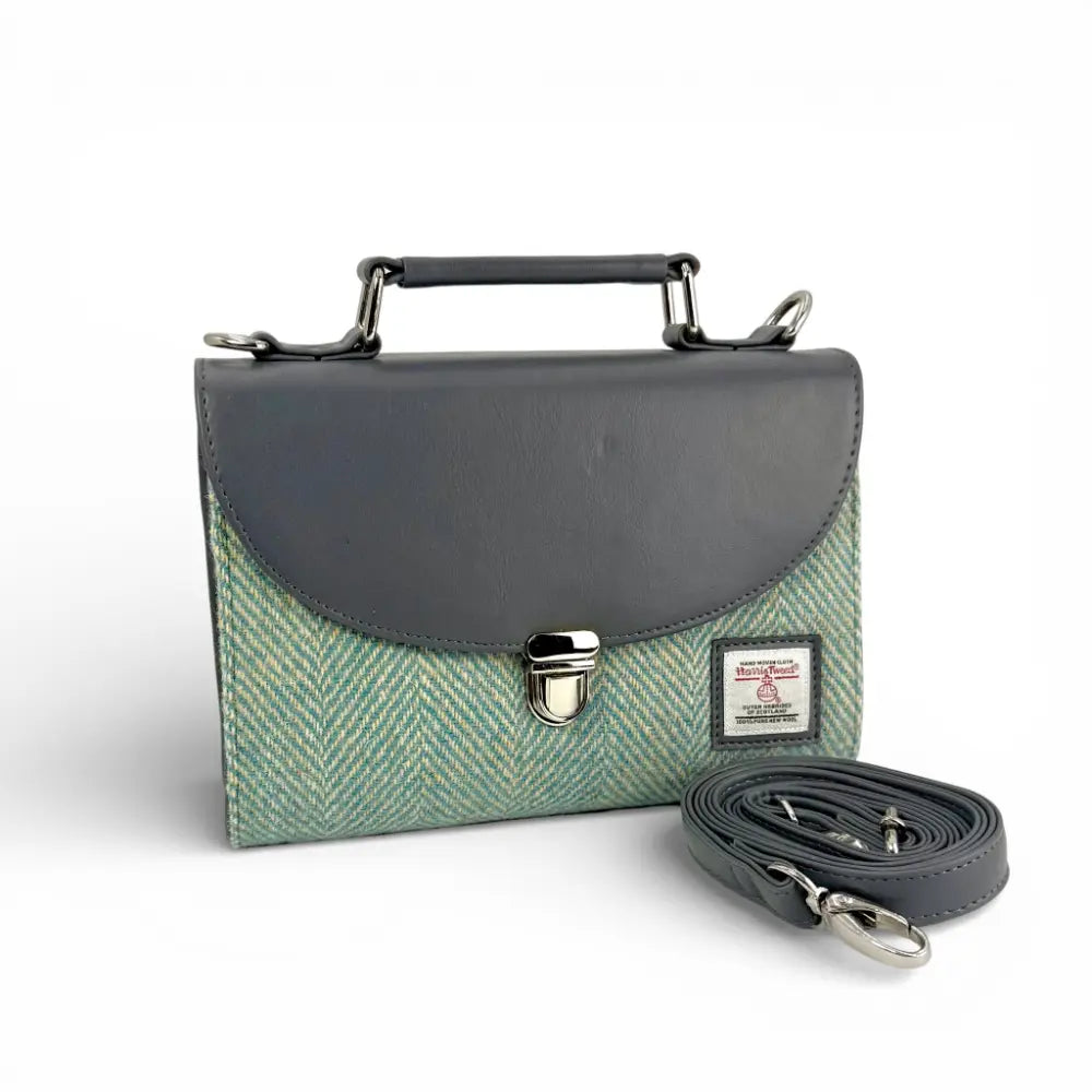 Harris Tweed mini day bag — charming Scottish gift in a range of Harris Tweed colours — close-up detail