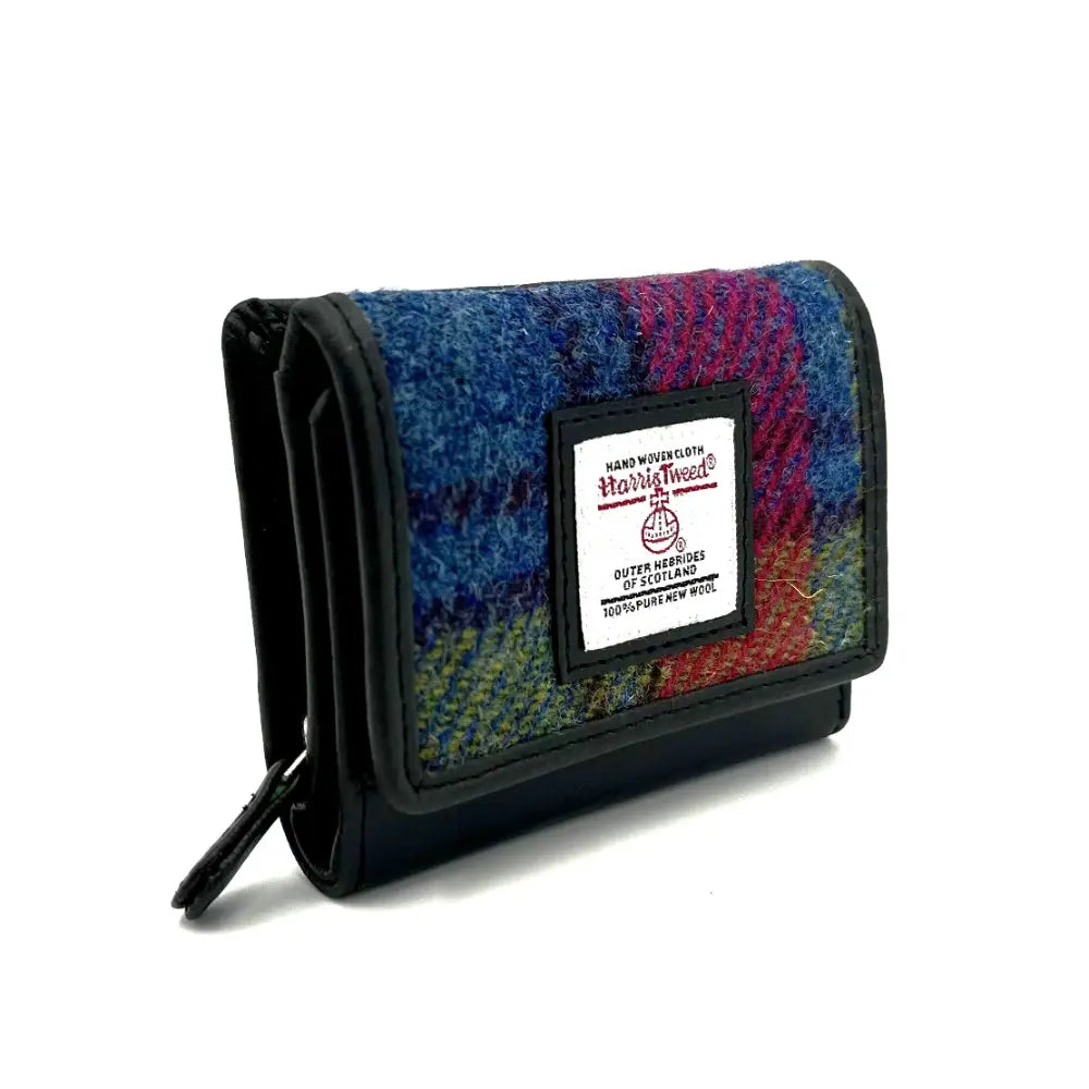 Harris Tweed trifold purse — practical Scottish gift for her — colour swatch view
