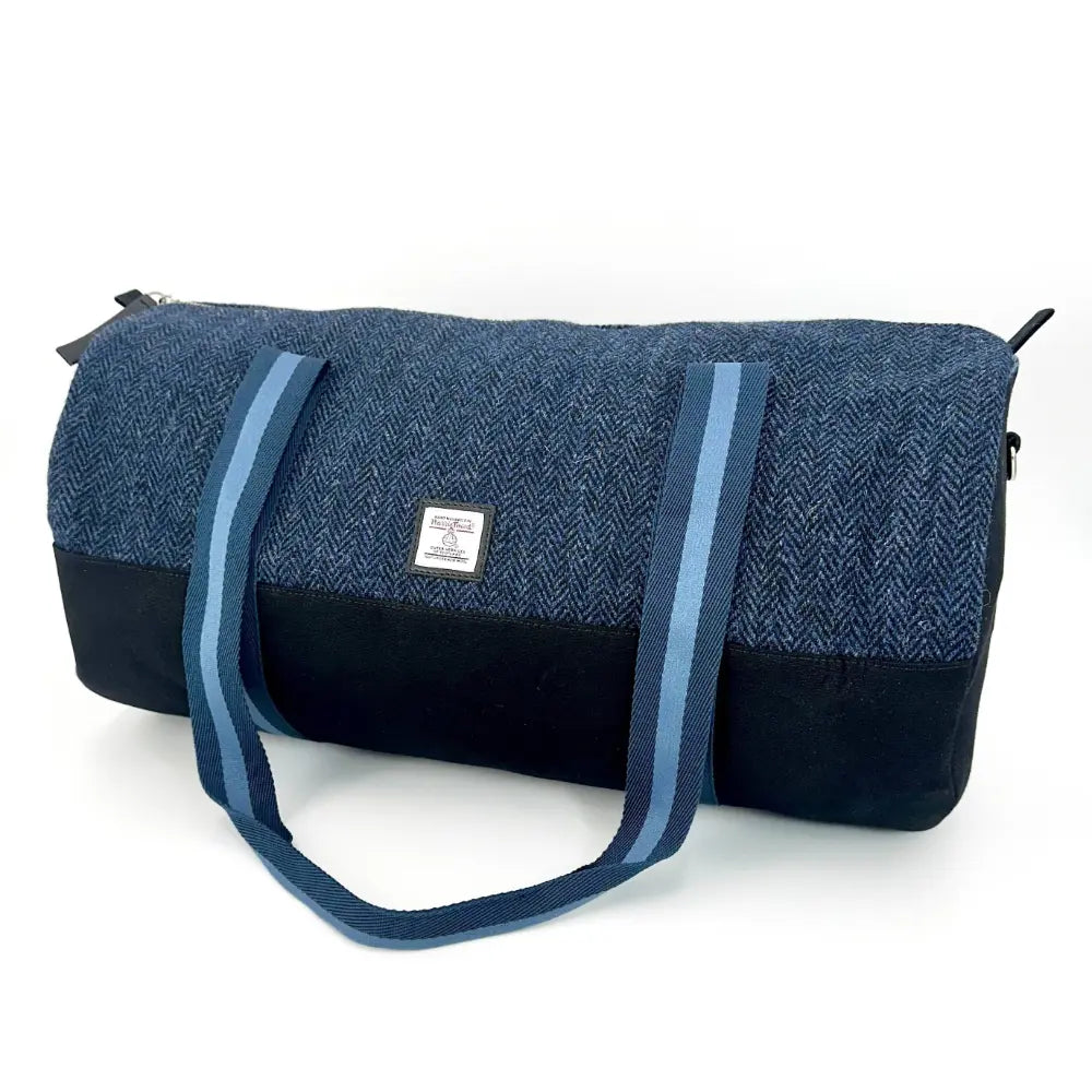 Harris Tweed barrel holdall — spacious Scottish travel gift in a range of Harris Tweed colours — styled shot
