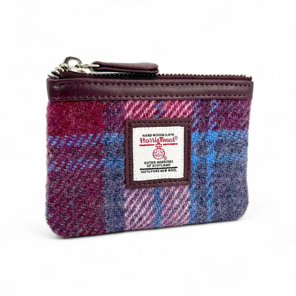 Harris Tweed coin purse — small Scottish gift in a range of Harris Tweed colours — angle view