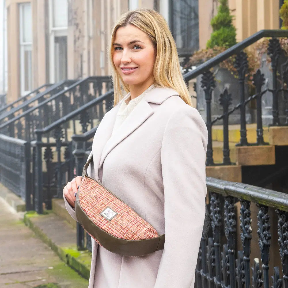 Harris Tweed sling bag — versatile Scottish gift in a range of Harris Tweed colours — colour swatch view