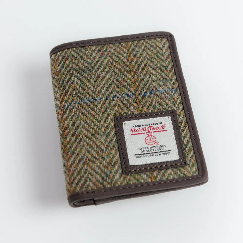Harris Tweed slim bifold wallet — slim Scottish gift for men in a range of Harris Tweed colours — alternate angle