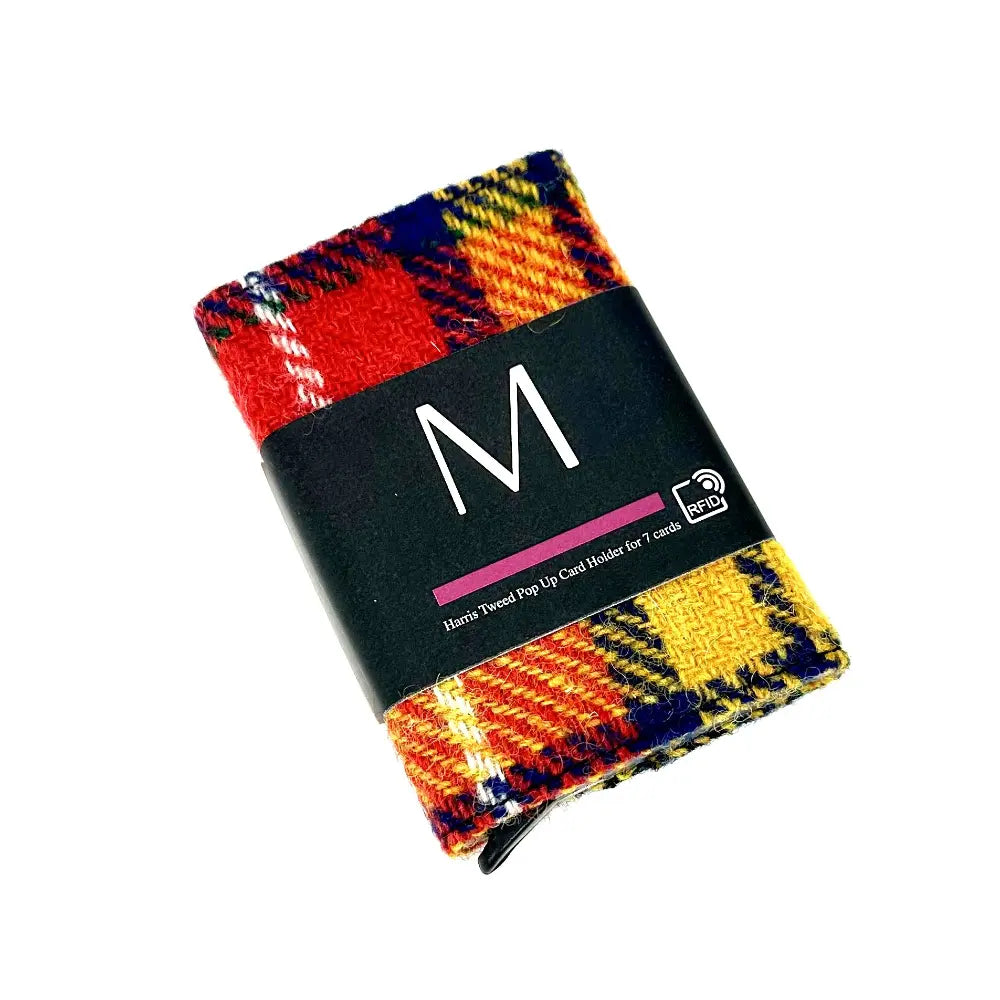 Harris Tweed pop up card holder — smart Scottish gift in a range of Harris Tweed colours — styled product shot