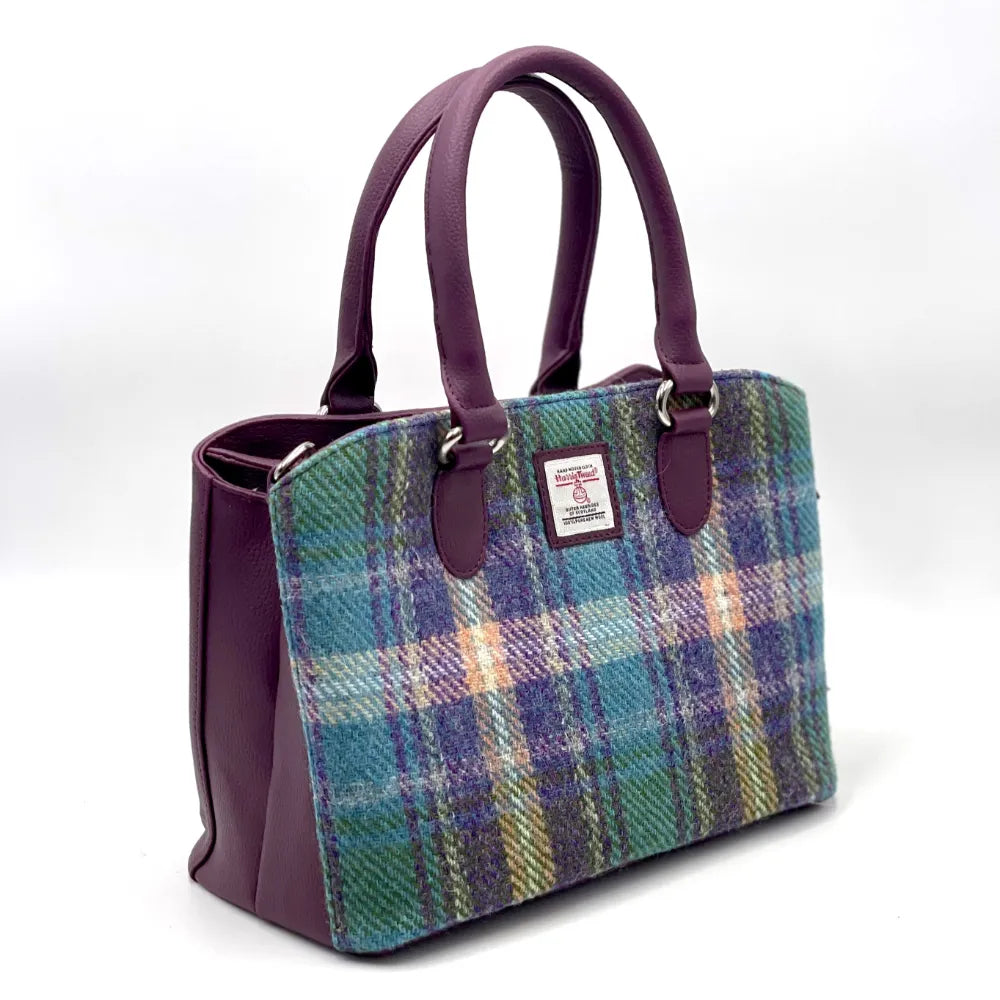 Top Handle Bag - Green Purple Plaid image