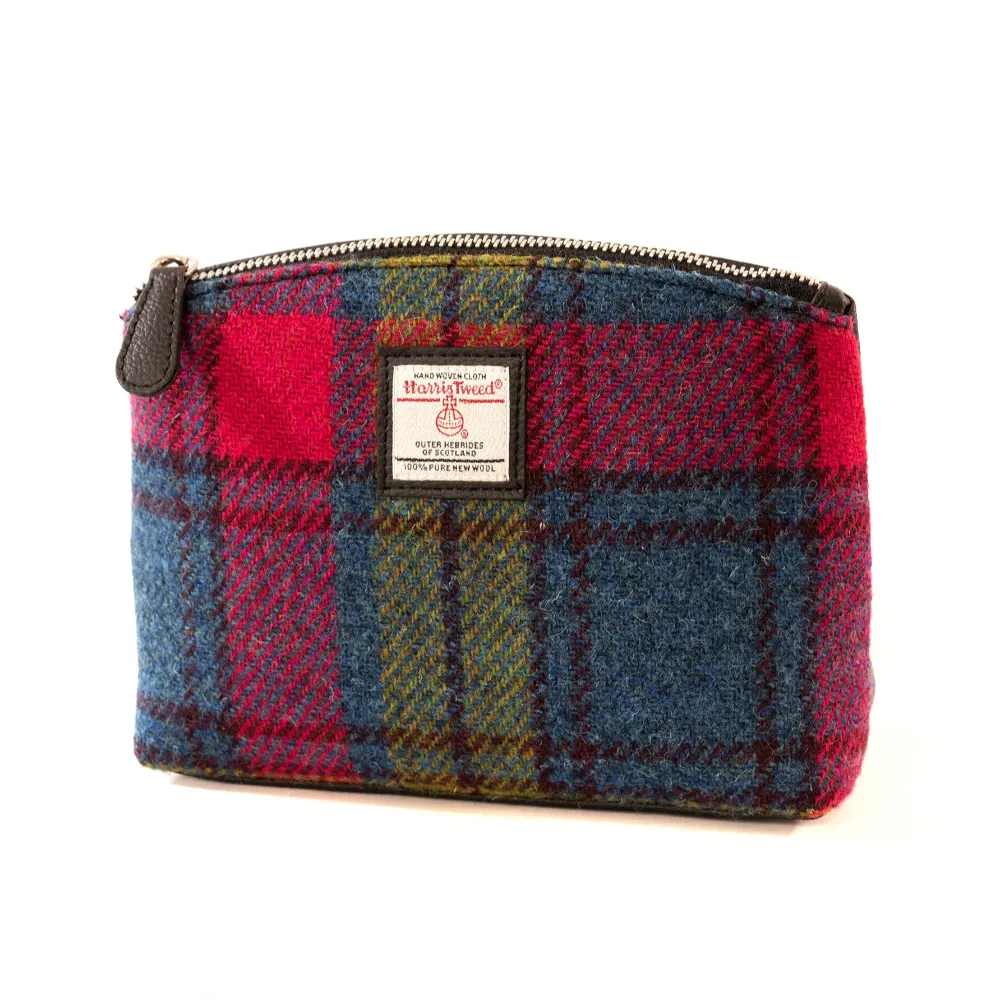 Harris Tweed cosmetic bag — practical Scottish gift in a range of Harris Tweed colours — lifestyle shot