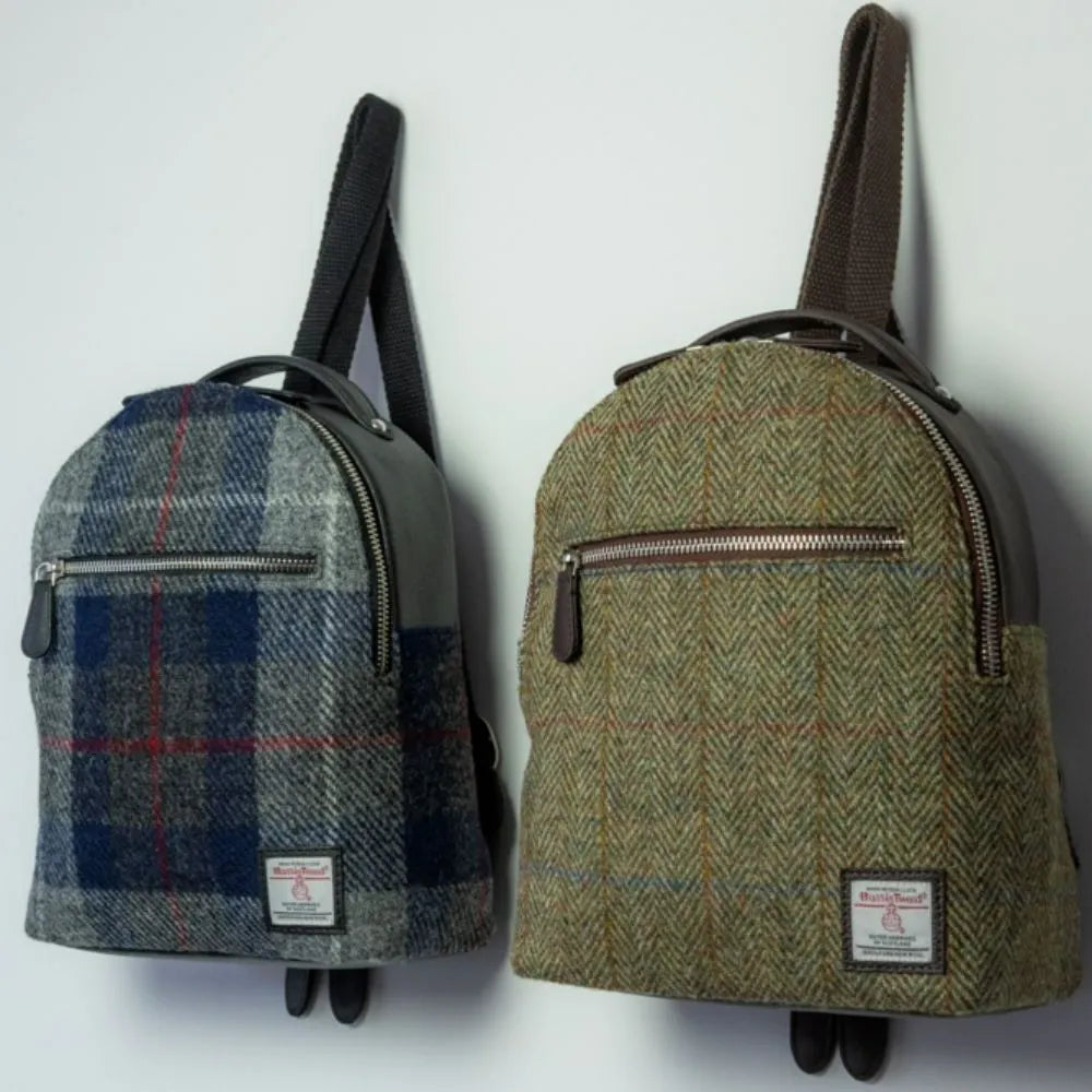 Harris Tweed Baby backpack — roomy Scottish gift in a range of Harris Tweed colours — alternate angle
