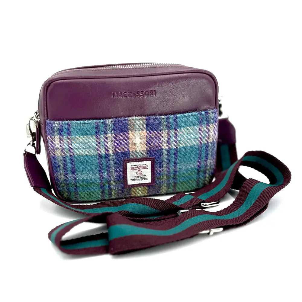 Harris Tweed camera bag — stylish Scottish gift in a range of Harris Tweed colours — styled shot