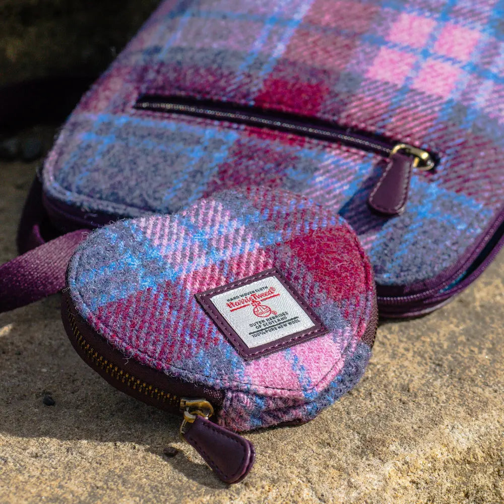 Harris Tweed heart purse — Scottish gift in a range of Harris Tweed colours — flat lay