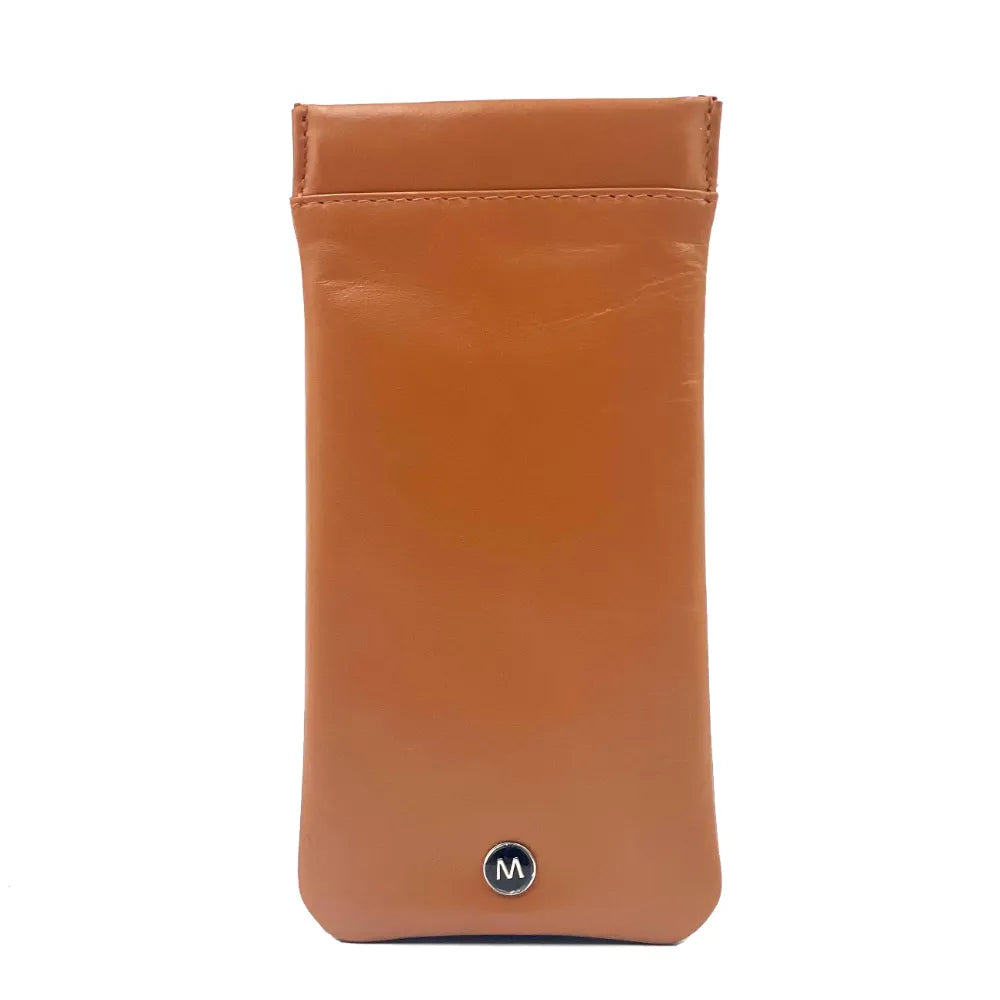 Italian leather glasses sleeve from Maccessori — stylish gift — flat lay