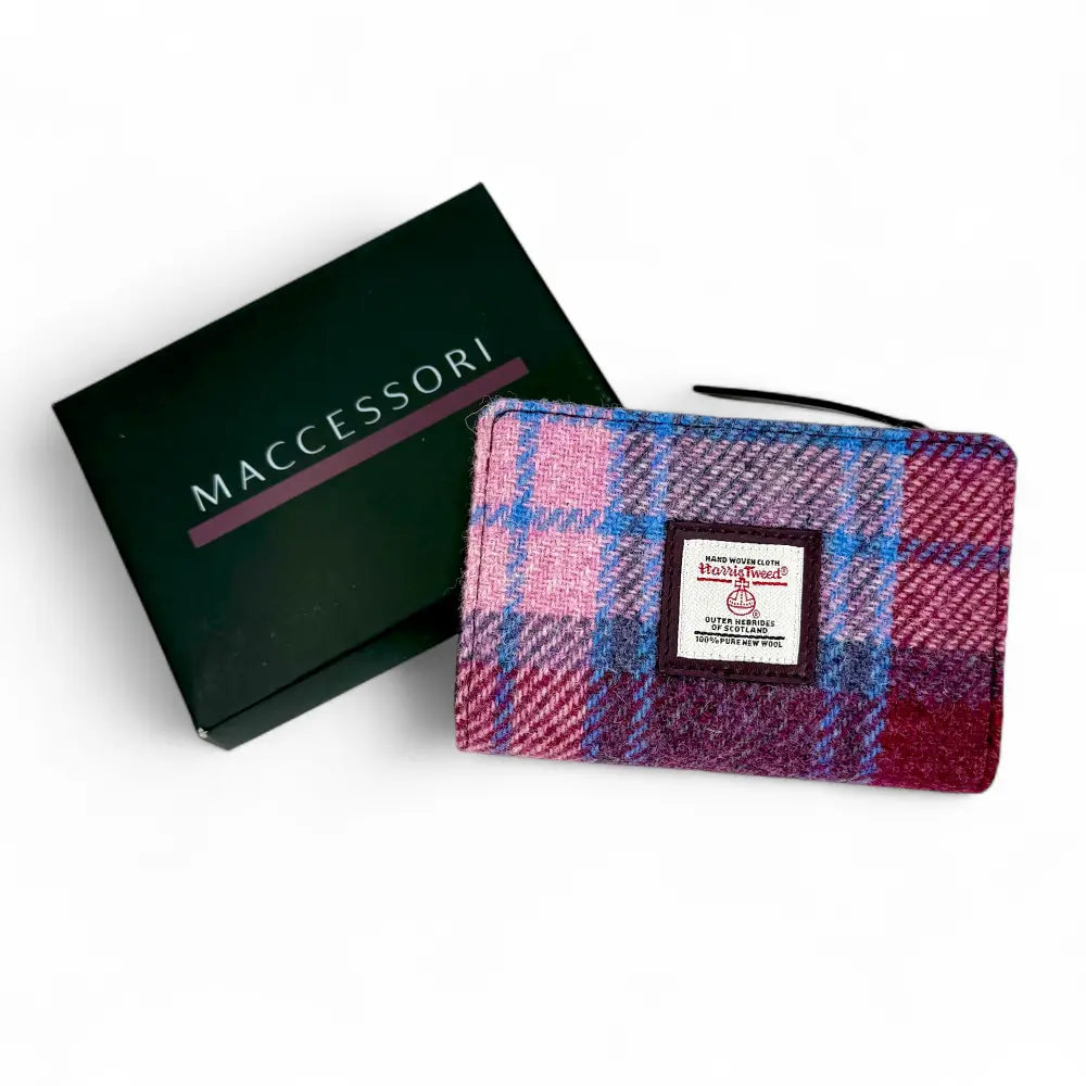 Harris Tweed zip purse — stylish Scottish gift in a range of Harris Tweed colours — flat lay