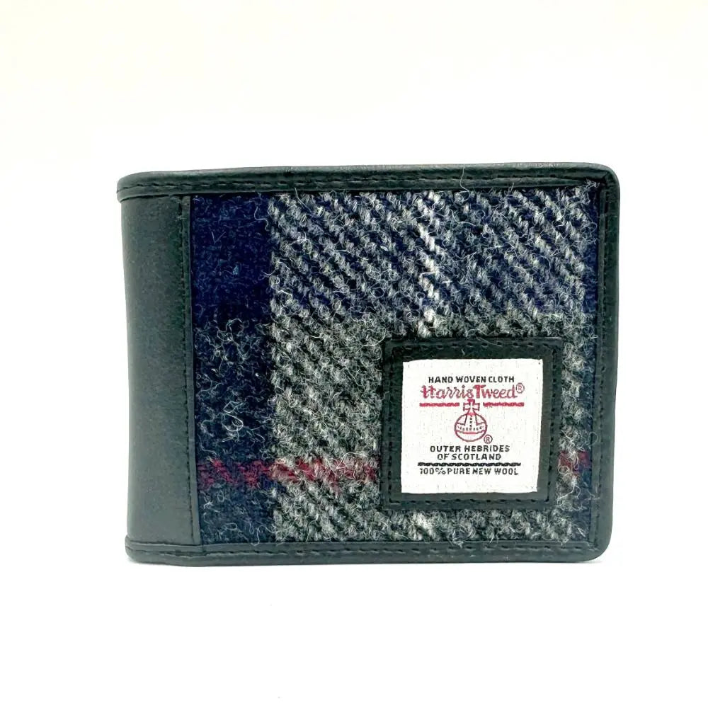 Harris Tweed bifold wallet — stylish Scottish gift for men in a range of Harris Tweed colours — lifestyle shot