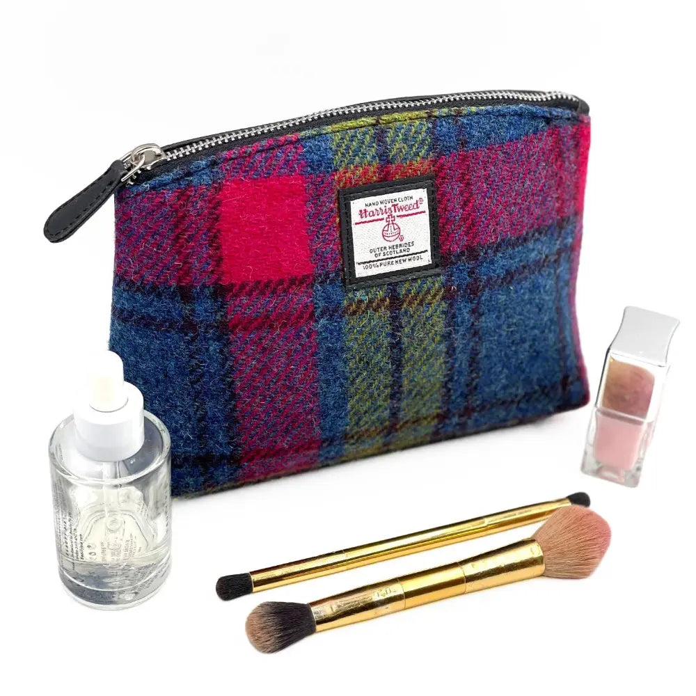 Harris Tweed cosmetic bag — practical Scottish gift in a range of Harris Tweed colours — colour close-up