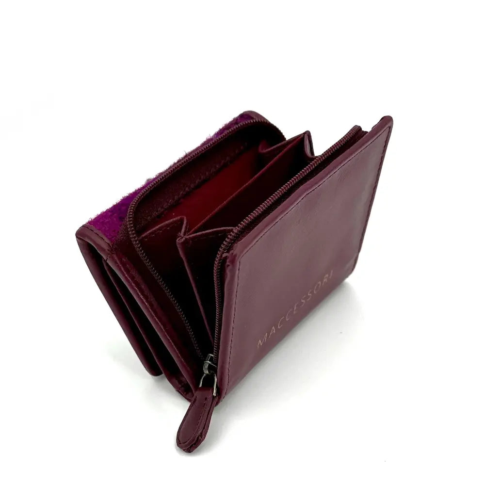 Harris Tweed trifold purse — practical Scottish gift for her — colour close-up