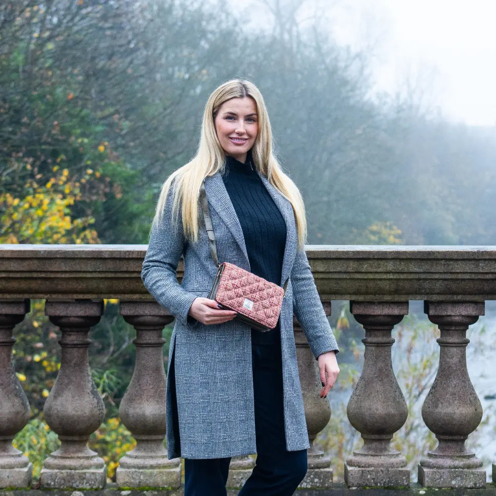 Harris Tweed quilt shoulder bag — textured Scottish gift in a range of Harris Tweed colours — alternate angle