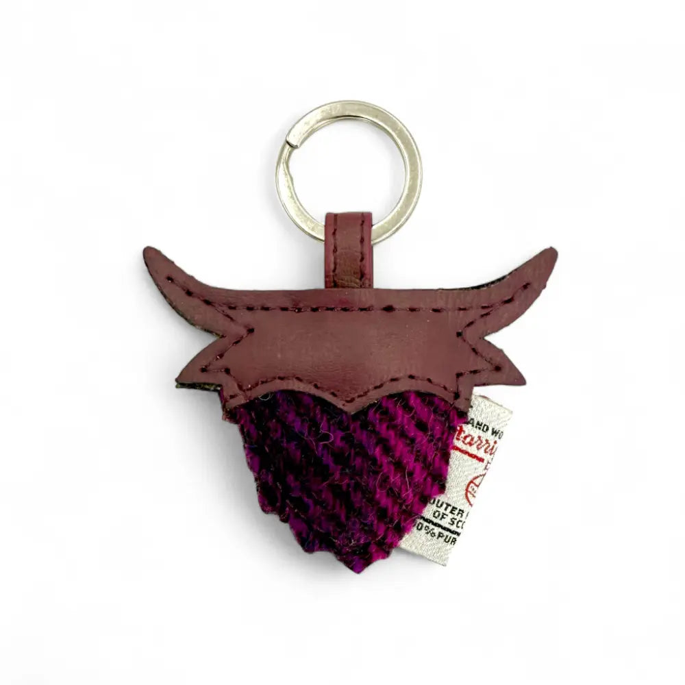 Harris Tweed Highland Coo keyring — unique Scottish gift in a range of Harris Tweed colours — product view