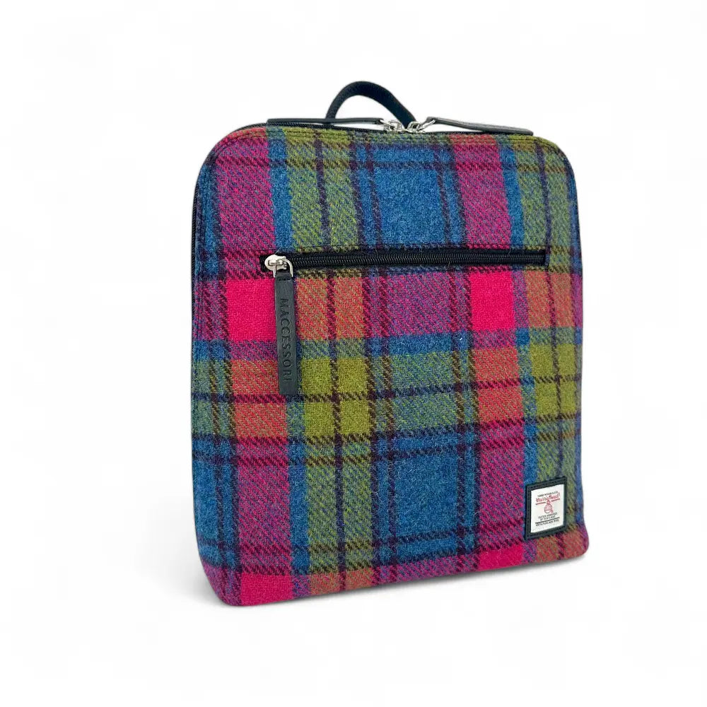Harris Tweed backpack — stylish Scottish gift in a range of Harris Tweed colours — close-up detail