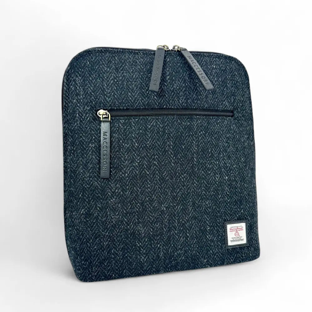 Harris Tweed backpack — stylish Scottish gift in a range of Harris Tweed colours — angle view