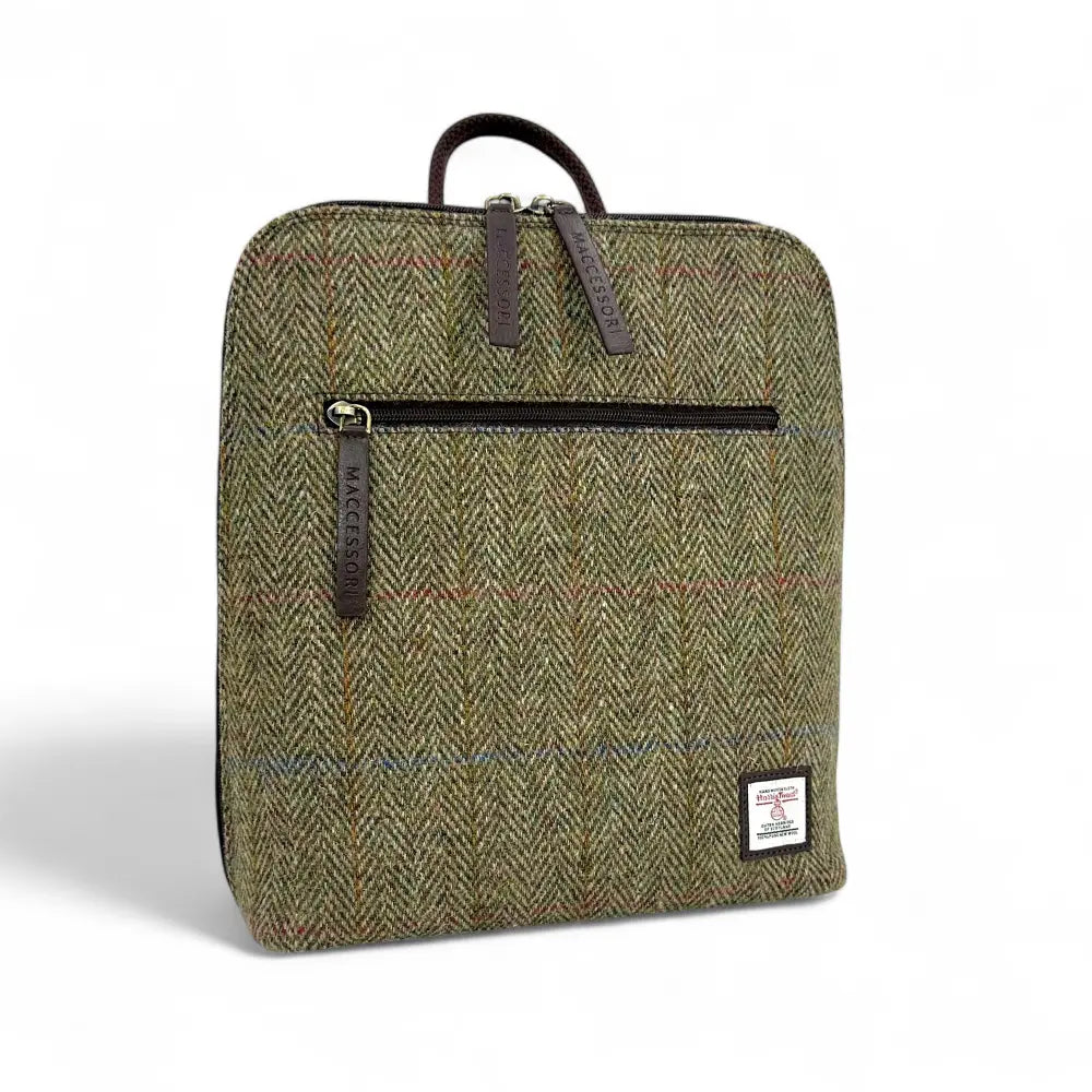 Harris Tweed backpack — stylish Scottish gift in a range of Harris Tweed colours — styled shot