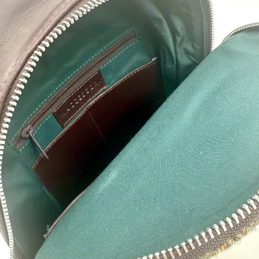 Harris Tweed Baby backpack — roomy Scottish gift in a range of Harris Tweed colours — colour close-up