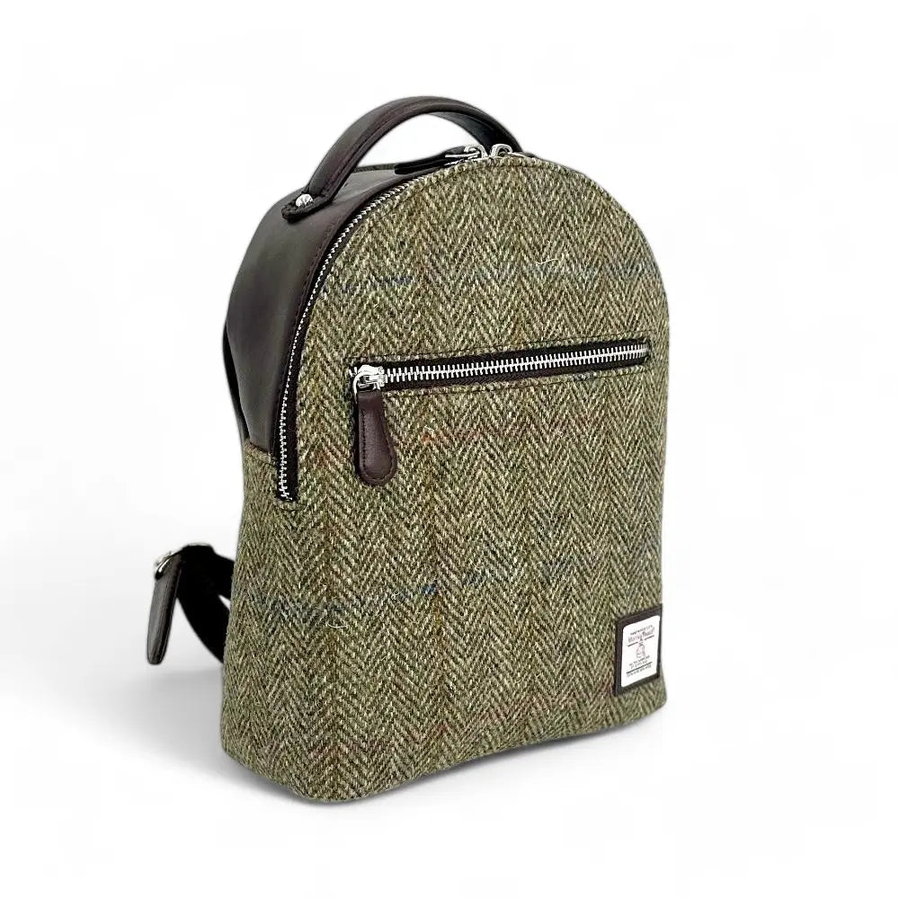 Harris Tweed Baby backpack — roomy Scottish gift in a range of Harris Tweed colours — flat lay detail