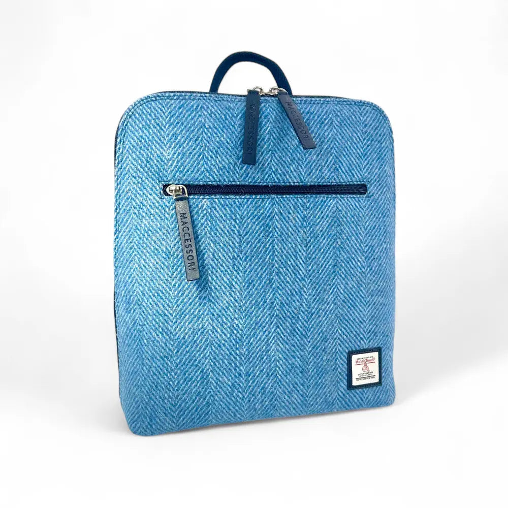Harris Tweed backpack — stylish Scottish gift in a range of Harris Tweed colours — lifestyle shot