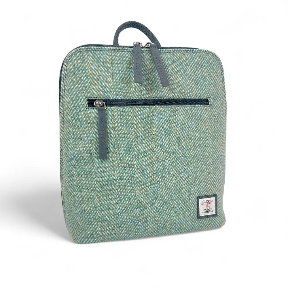 Harris Tweed backpack — stylish Scottish gift in a range of Harris Tweed colours — product lifestyle