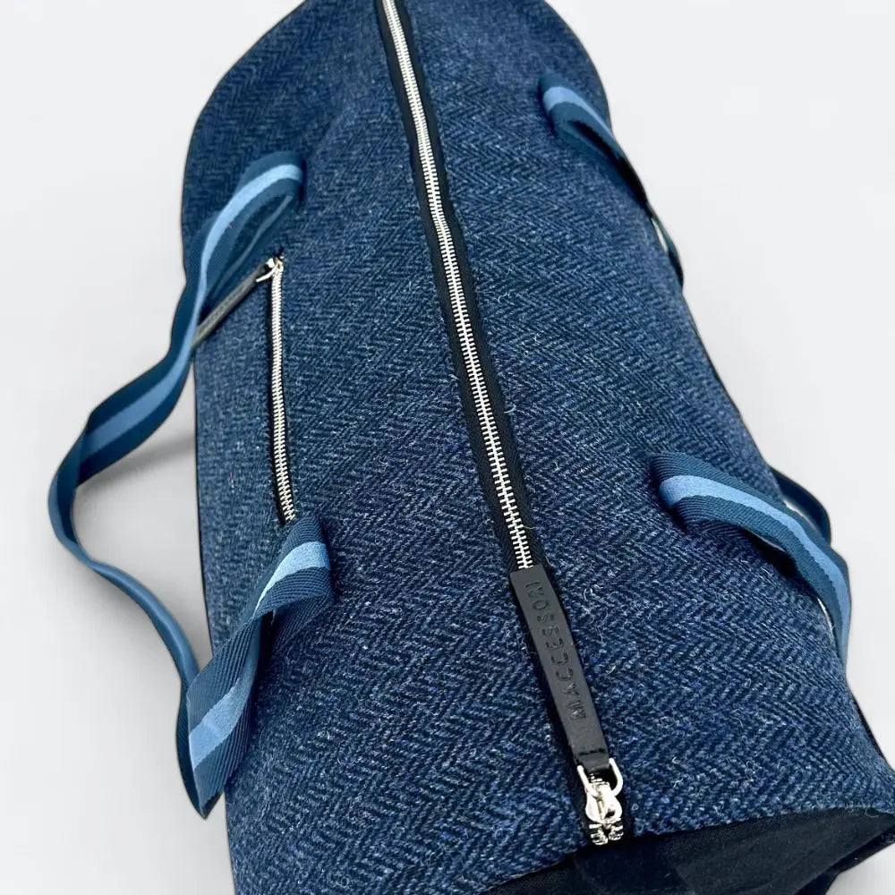 Harris Tweed barrel holdall — spacious Scottish travel gift in a range of Harris Tweed colours — alternate angle