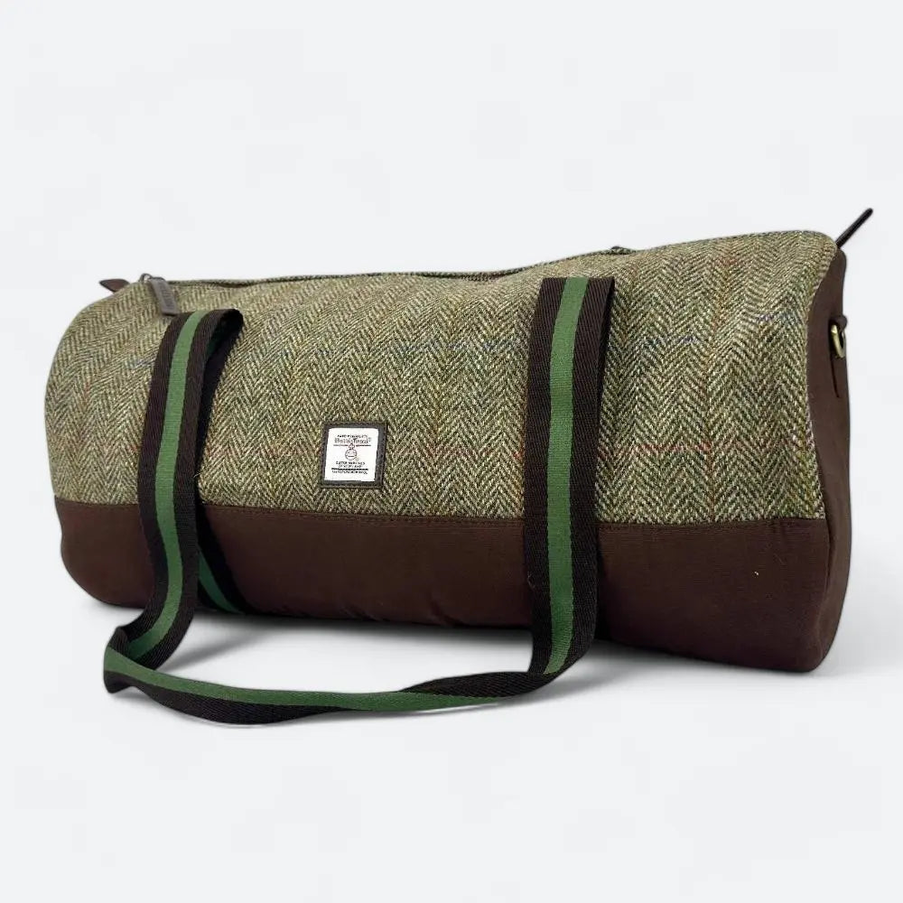Harris Tweed barrel holdall — spacious Scottish travel gift in a range of Harris Tweed colours — product view