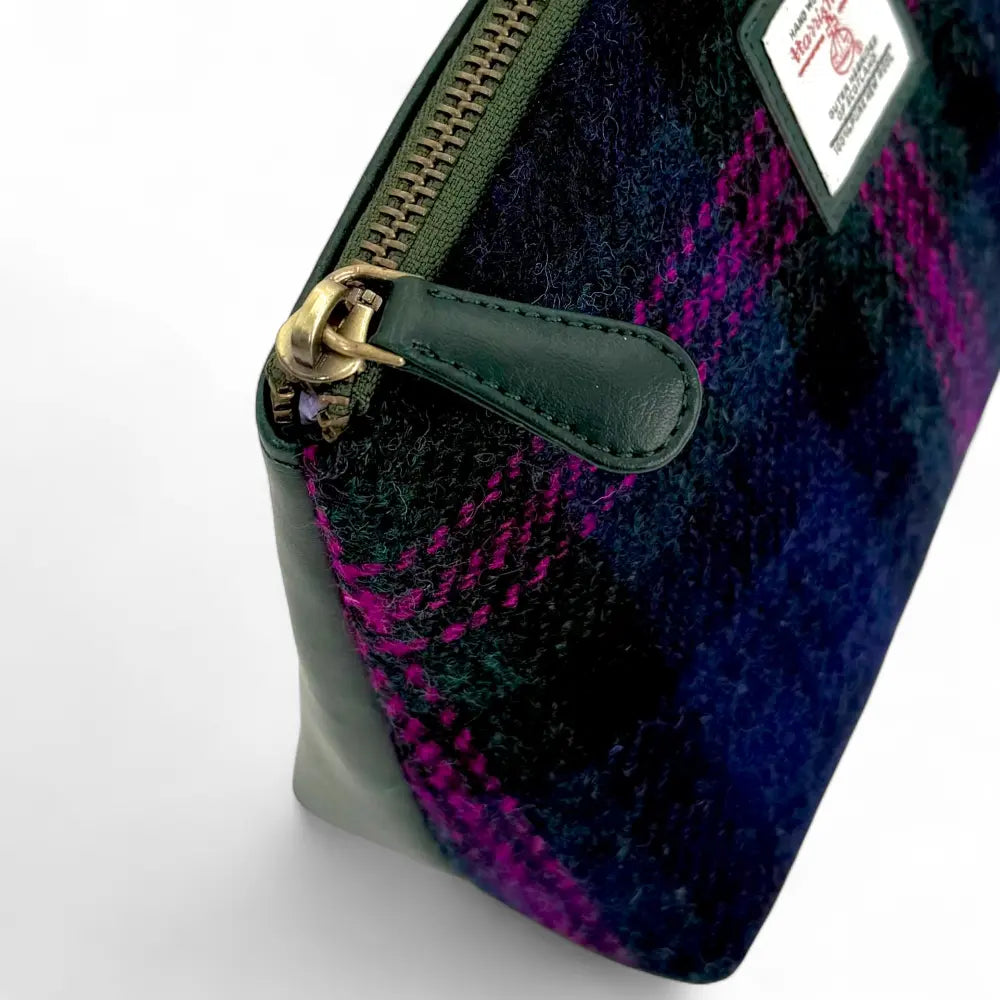 Harris Tweed cosmetic bag — practical Scottish gift in a range of Harris Tweed colours — flat lay