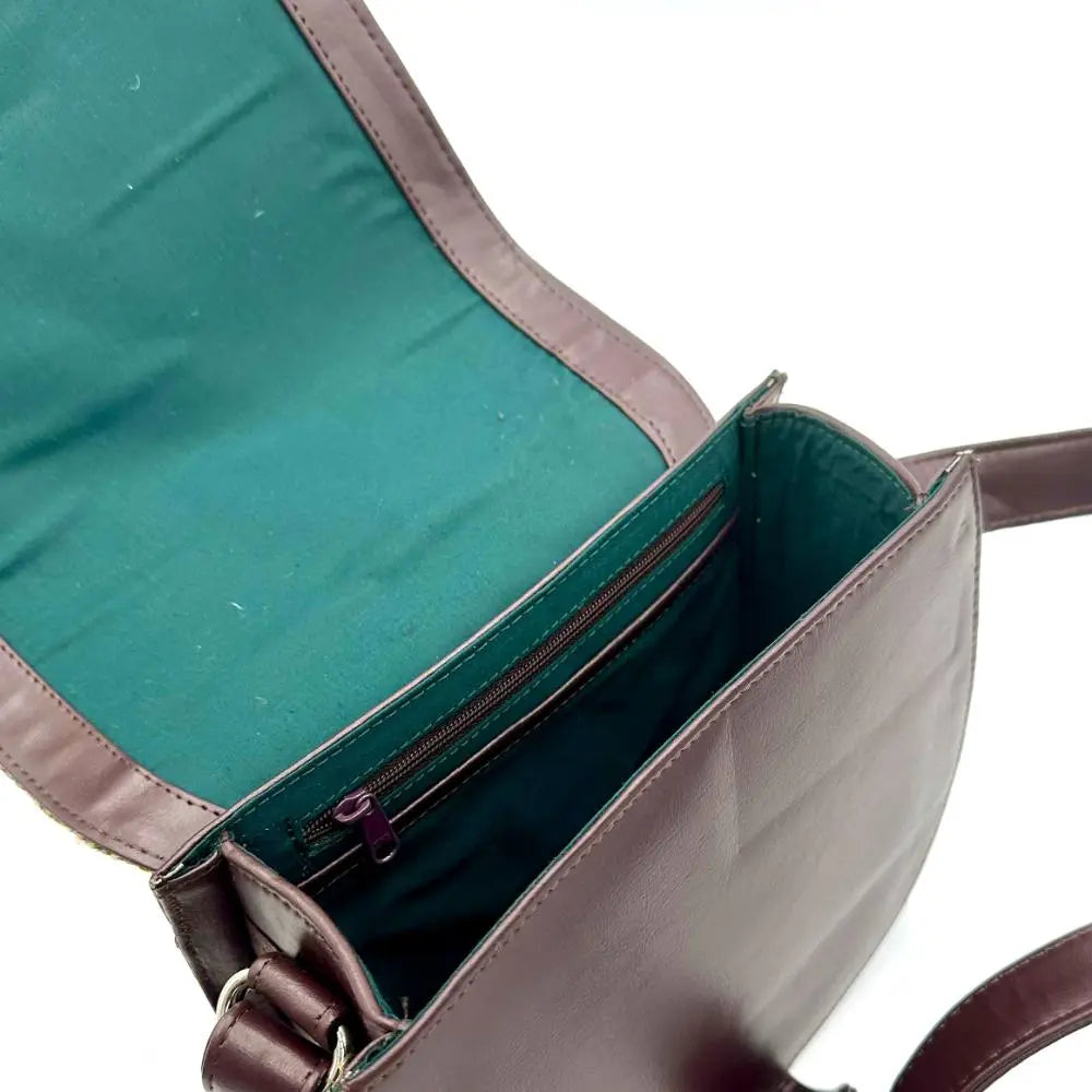 Harris Tweed crossbody bag — hands-free Scottish gift in a range of Harris Tweed colours — colour close-up