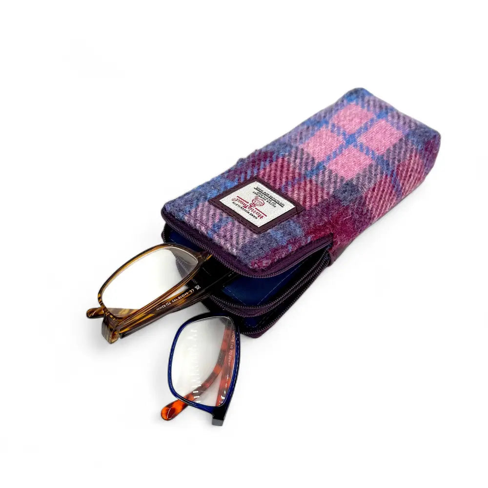 Harris Tweed double glasses case — unique Scottish gift in a range of Harris Tweed colours — colour close-up