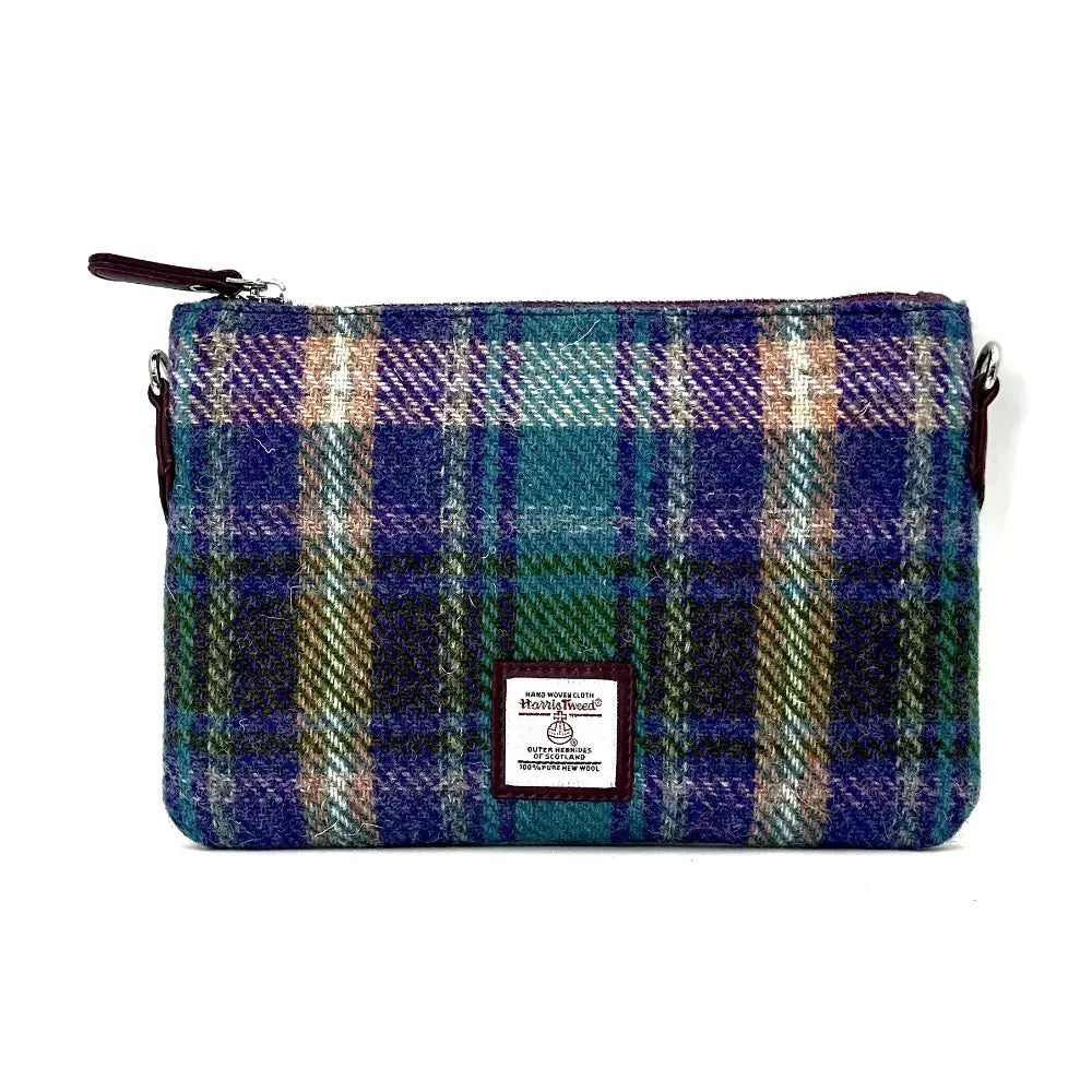 Harris Tweed zip purse bag — compact Scottish gift in a range of Harris Tweed colours — angle view