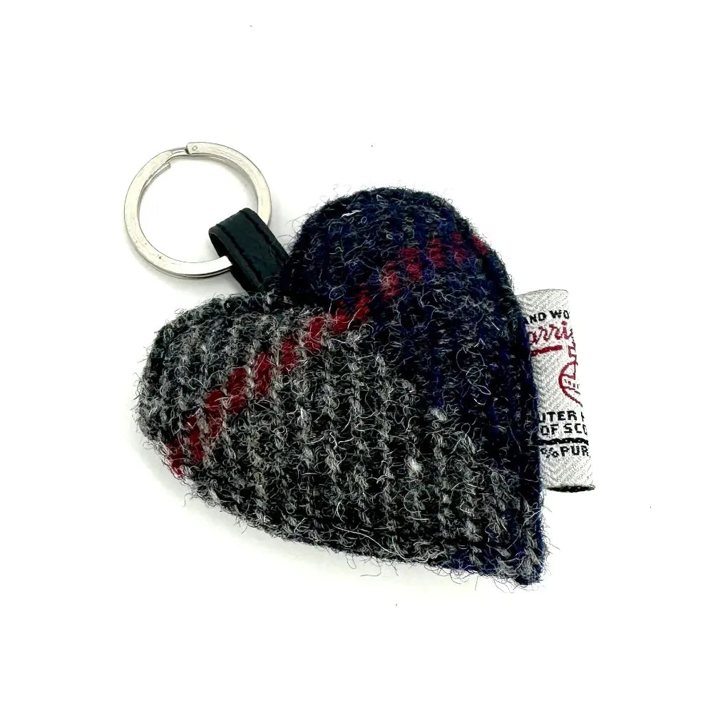 Harris Tweed heart keyring — charming Scottish gift in a range of Harris Tweed colours — angle view