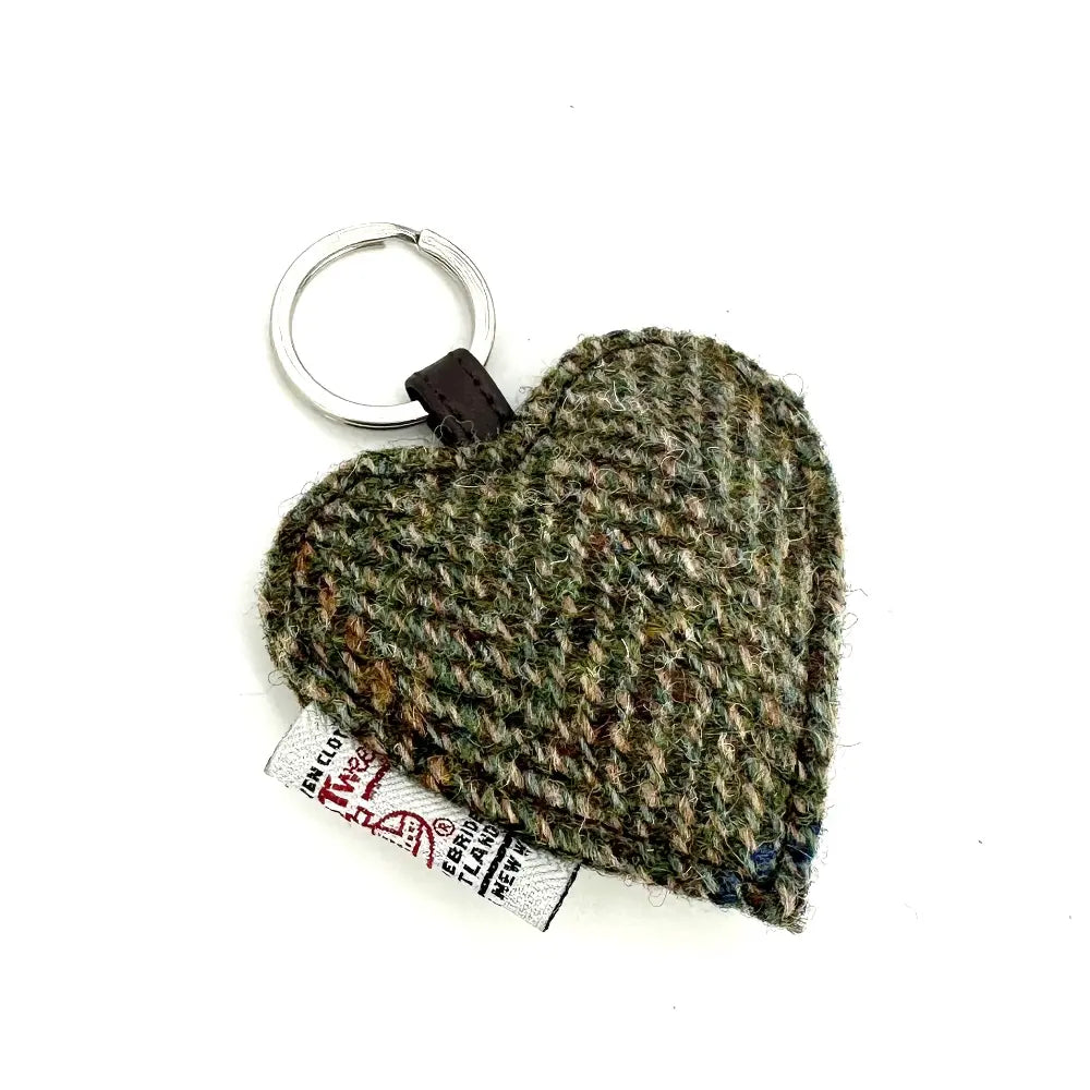 Harris Tweed heart keyring — charming Scottish gift in a range of Harris Tweed colours — in use