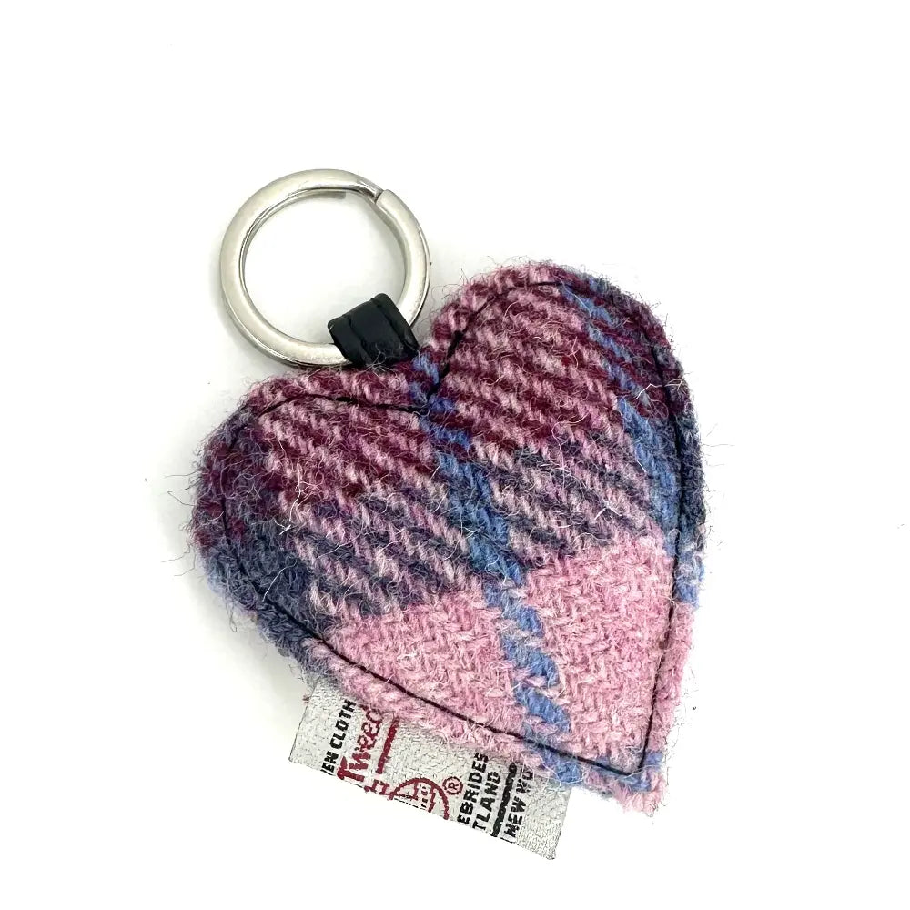 Harris Tweed heart keyring — charming Scottish gift in a range of Harris Tweed colours — alternate angle
