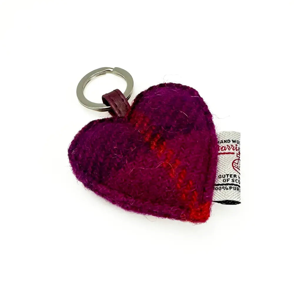 Harris Tweed heart keyring — charming Scottish gift in a range of Harris Tweed colours — flat lay detail