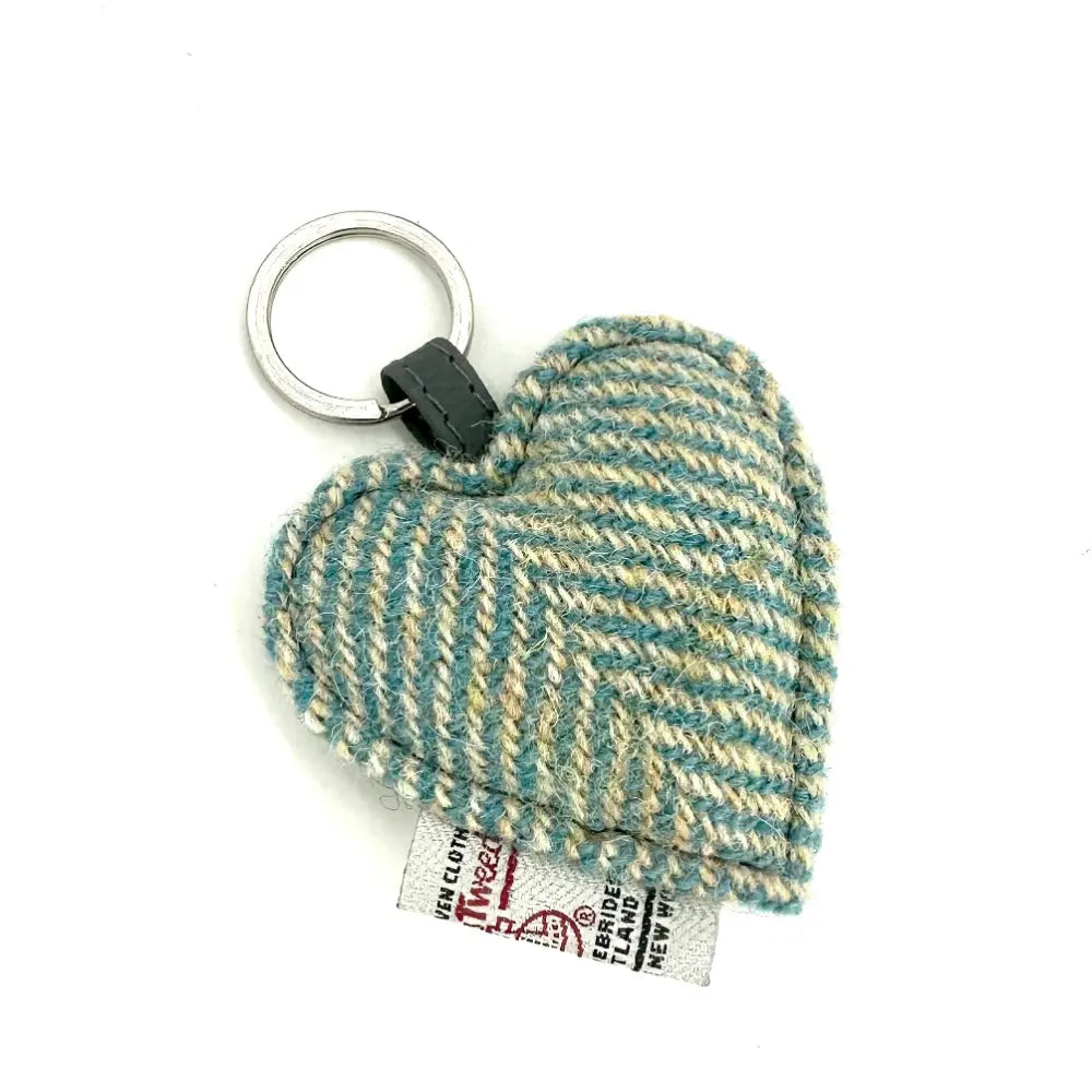 Harris Tweed heart keyring — charming Scottish gift in a range of Harris Tweed colours — close-up detail
