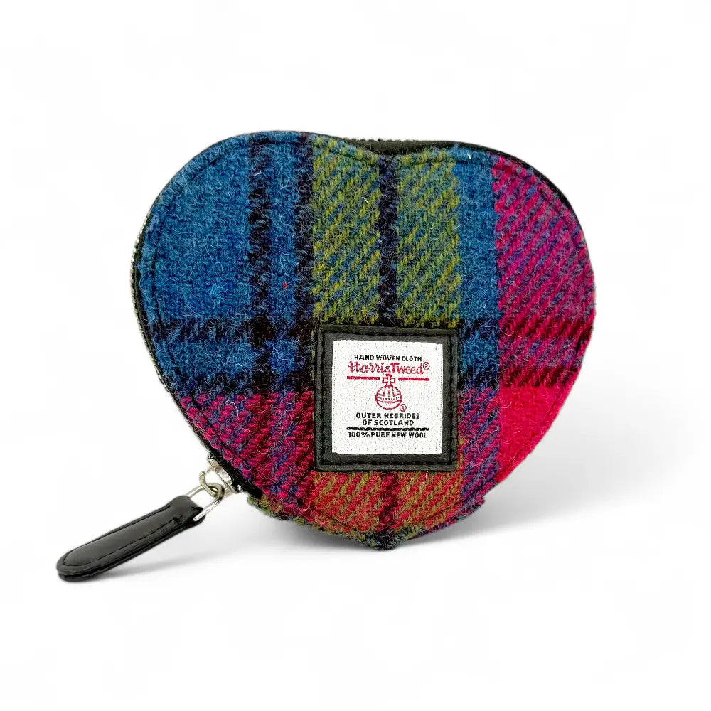 Harris Tweed heart purse — Scottish gift in a range of Harris Tweed colours — close-up detail