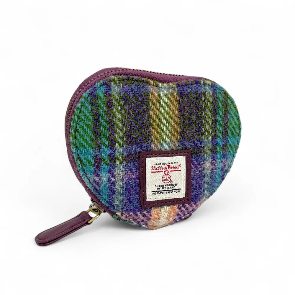 Harris Tweed heart purse — Scottish gift in a range of Harris Tweed colours — angle view