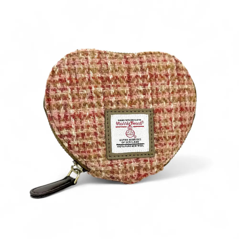 Harris Tweed heart purse — Scottish gift in a range of Harris Tweed colours — flat lay detail