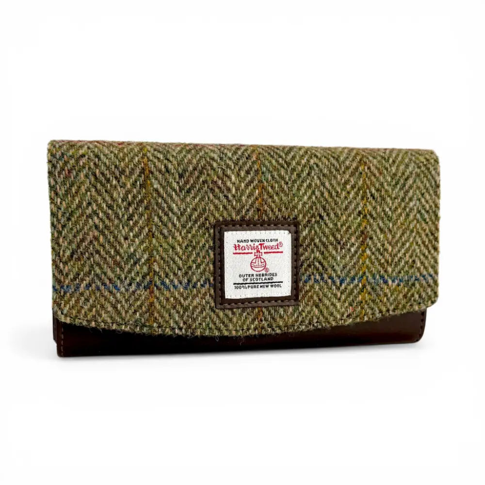 Harris Tweed ladies envelope purse — stylish Scottish gift in a range of Harris Tweed colours — angle view
